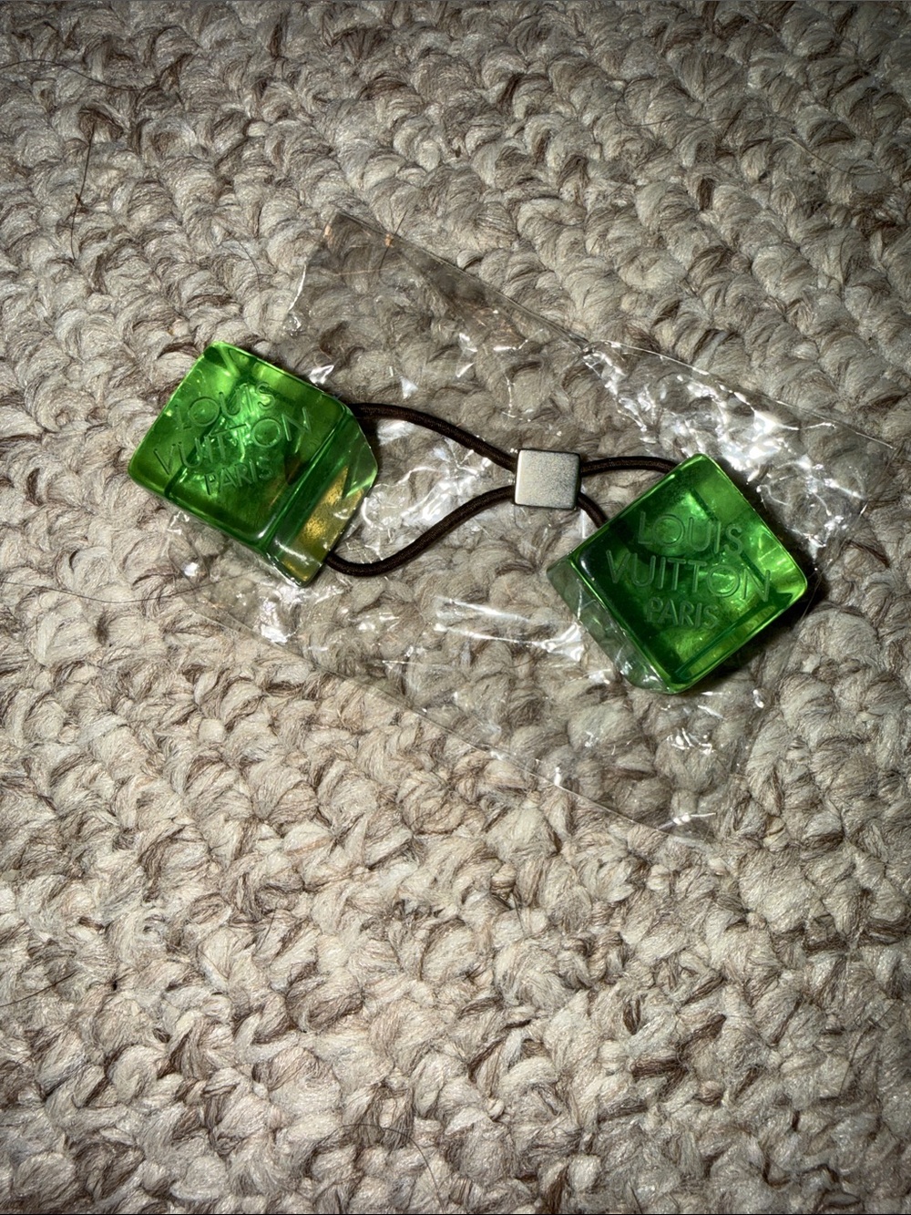 Louis Vuitton Translucent Green Square Hair Tie Duo